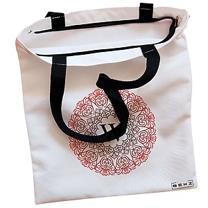 Alternative view of Geanta Canvas Tote pentru femei, Cu litera W si Mandala, 38x34.5 cm, Alba, BEKZ®