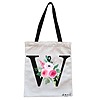 Geanta Canvas Tote pentru femei Cu litera W si Trandafiri 38x34.5 cm Alba BEKZ®