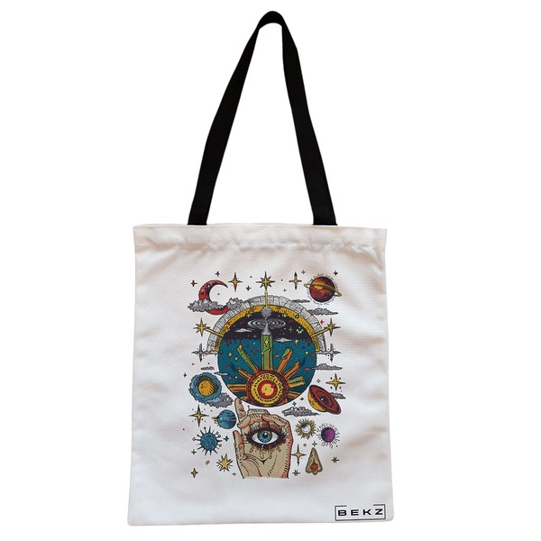 Geanta Canvas Tote pentru femei Energy Mood 2 38x34.5 cm Alba BEKZ®