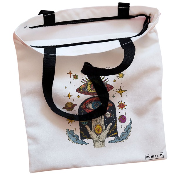 Geanta Canvas Tote pentru femei Energy Mood 3 38x34.5 cm Alba BEKZ® 1