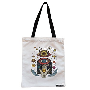 Geanta Canvas Tote pentru femei Energy Mood 3, 38x34.5 cm, Alba, BEKZ®