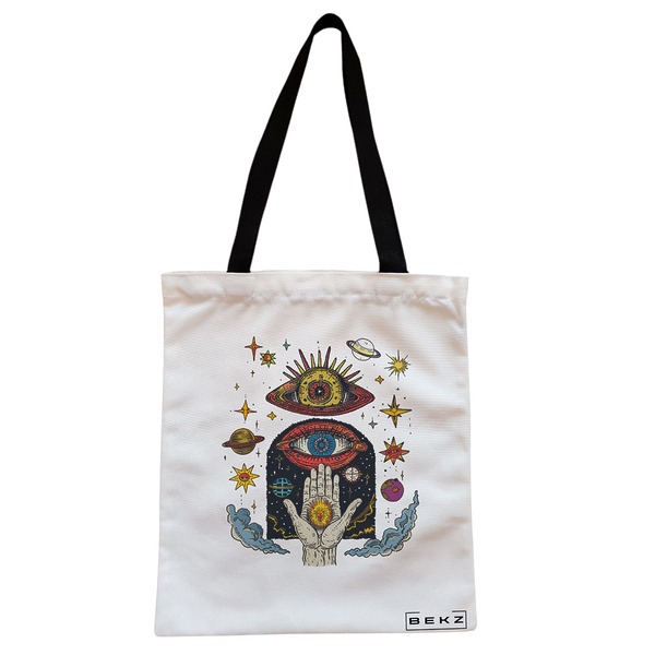 Geanta Canvas Tote pentru femei Energy Mood 3 38x34.5 cm Alba BEKZ®