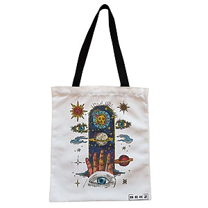 Geanta Canvas Tote pentru femei Energy Mood, 38x34.5 cm, Alba, BEKZ®