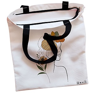 Alternative view of Geanta Canvas Tote pentru femei, Flower Lady 11, 38x34.5 cm, Alba, BEKZ®