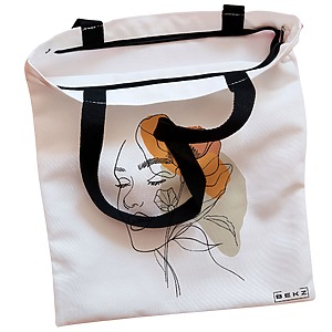 Alternative view of Geanta Canvas Tote pentru femei, Flower Lady 12, 38x34.5 cm, Alba, BEKZ®