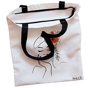 Alternative view of Geanta Canvas Tote pentru femei, Flower Lady 13, 38x34.5 cm, Alba, BEKZ®