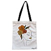 Geanta Canvas Tote pentru femei, Flower Lady 15, 38x34.5 cm, Alba, BEKZ®