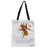 Geanta Canvas Tote pentru femei, Flower Lady 17, 38x34.5 cm, Alba, BEKZ®