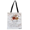 Geanta Canvas Tote pentru femei, Flower Lady 19, 38x34.5 cm, Alba, BEKZ®