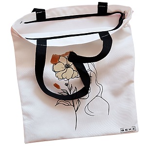Alternative view of Geanta Canvas Tote pentru femei, Flower Lady 5, 38x34.5 cm, Alba, BEKZ®
