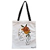 Geanta Canvas Tote pentru femei, Flower Lady 7, 38x34.5 cm, Alba, BEKZ®