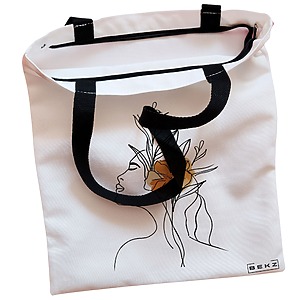 Alternative view of Geanta Canvas Tote pentru femei, Flower Lady 9, 38x34.5 cm, Alba, BEKZ®