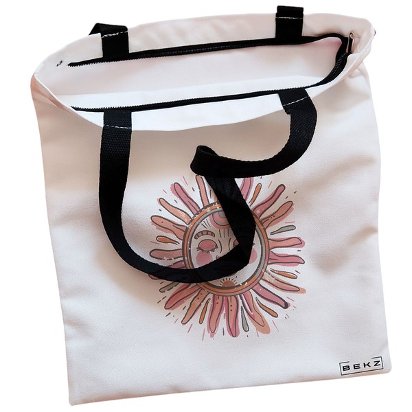 Geanta Canvas Tote pentru femei Happy Sun 2, 38x34.5 cm, Alba, BEKZ® 2 Geanta Canvas Tote pentru femei Happy Sun 2 38x34.5 cm Alba BEKZ® 1