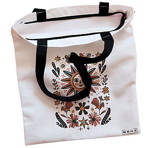 Alternative view of Geanta Canvas Tote pentru femei Happy Sun 3, 38x34.5 cm, Alba, BEKZ®