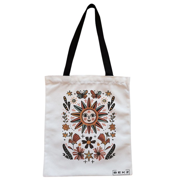 Geanta Canvas Tote pentru femei Happy Sun 3, 38x34.5 cm, Alba, BEKZ® 1 Geanta Canvas Tote pentru femei Happy Sun 3 38x34.5 cm Alba BEKZ®