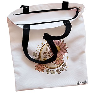 Alternative view of Geanta Canvas Tote pentru femei Moon Flowers, 38x34.5 cm, Alba, BEKZ®