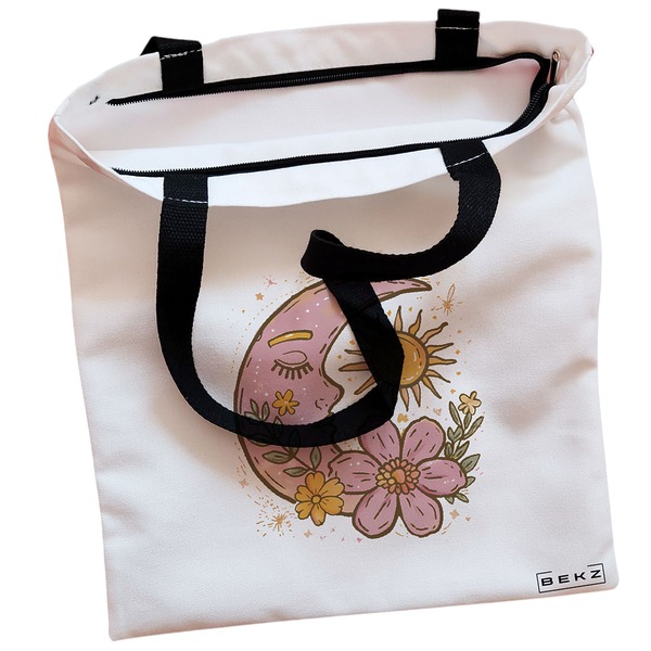Geanta Canvas Tote pentru femei Sunny Moon, 38x34.5 cm, Alba, BEKZ® 2 Geanta Canvas Tote pentru femei Sunny Moon 38x34.5 cm Alba BEKZ® 1