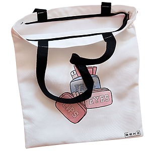 Alternative view of Geanta Canvas Tote pentru femei Travel Girl 11, 38x34.5 cm, Alba, BEKZ®