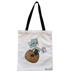 Geanta Canvas Tote pentru femei Travel Girl 12, 38x34.5 cm, Alba, BEKZ®