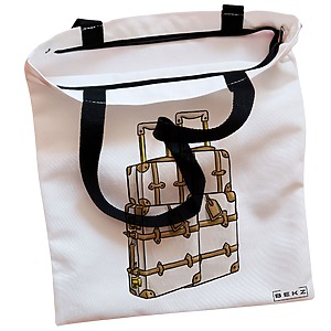 Alternative view of Geanta Canvas Tote pentru femei Travel Girl 17, 38x34.5 cm, Alba, BEKZ®