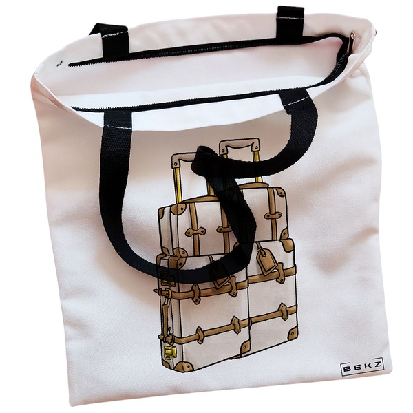 Geanta Canvas Tote pentru femei Travel Girl 17 38x34.5 cm Alba BEKZ® 1 1