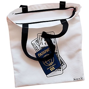 Alternative view of Geanta Canvas Tote pentru femei Travel Girl 17, 38x34.5 cm, Alba, BEKZ®
