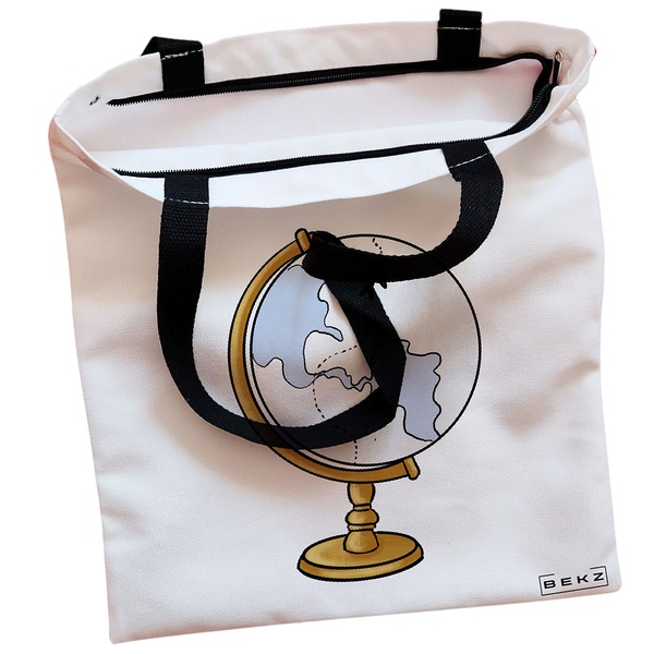 Geanta Canvas Tote pentru femei Travel Girl 17 38x34.5 cm Alba BEKZ® 1 3