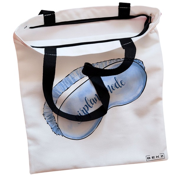 Geanta Canvas Tote pentru femei Travel Girl 17 38x34.5 cm Alba BEKZ® 1