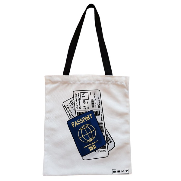 Geanta Canvas Tote pentru femei Travel Girl 17 38x34.5 cm Alba BEKZ® 4