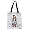Geanta Canvas Tote pentru femei Travel Girl 4, 38x34.5 cm, Alba, BEKZ®