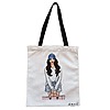 Geanta Canvas Tote pentru femei Travel Girl 6, 38x34.5 cm, Alba, BEKZ®