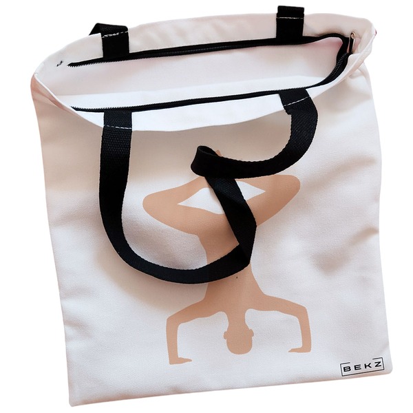 Geanta Canvas Tote pentru femei Yoga 1 38x34.5 cm Alba BEKZ® 1