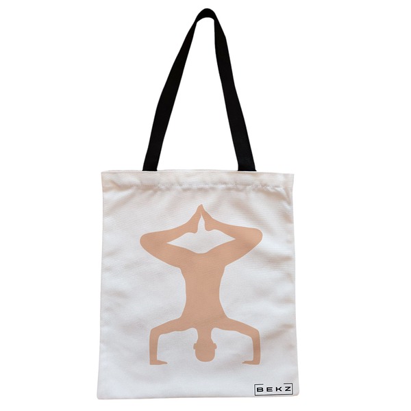 Geanta Canvas Tote pentru femei Yoga 1 38x34.5 cm Alba BEKZ®