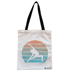 Geanta Canvas Tote pentru femei Yoga 10, 38x34.5 cm, Alba, BEKZ®