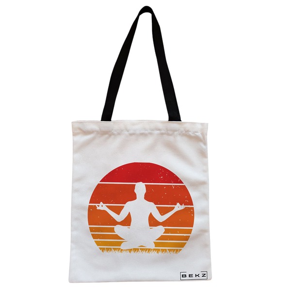 Geanta Canvas Tote pentru femei Yoga 11 38x34.5 cm Alba BEKZ®