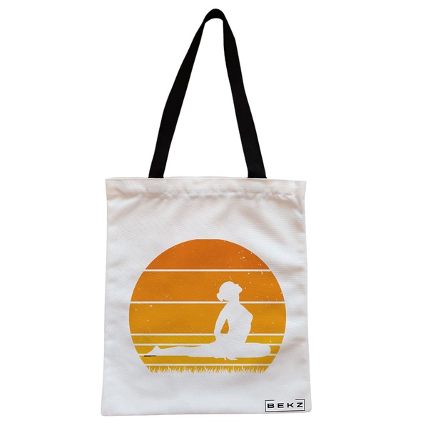 Geanta Canvas Tote pentru femei Yoga 12 38x34.5 cm Alba BEKZ®