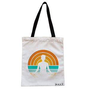 Geanta Canvas Tote pentru femei Yoga 14, 38x34.5 cm, Alba, BEKZ®
