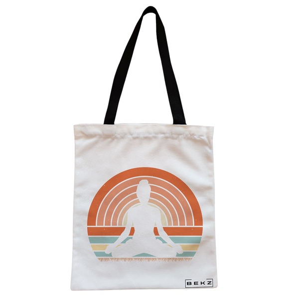 Geanta Canvas Tote pentru femei Yoga 16 38x34.5 cm Alba BEKZ®