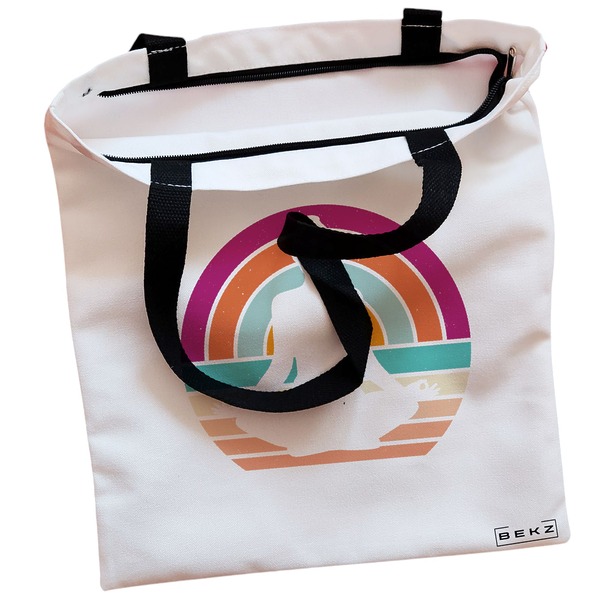 Geanta Canvas Tote pentru femei Yoga 17 38x34.5 cm Alba BEKZ® 1