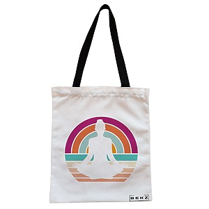 Geanta Canvas Tote pentru femei Yoga 17, 38x34.5 cm, Alba, BEKZ®