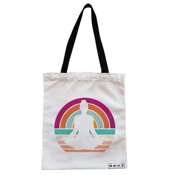 Geanta Canvas Tote pentru femei Yoga 17 38x34.5 cm Alba BEKZ®