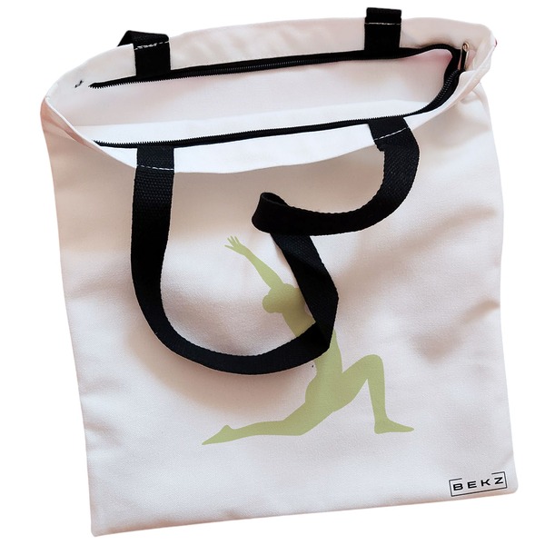 Geanta Canvas Tote pentru femei Yoga 2 38x34.5 cm Alba BEKZ® 1