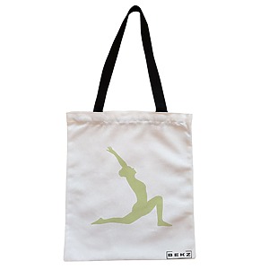 Geanta Canvas Tote pentru femei Yoga 2, 38x34.5 cm, Alba, BEKZ®