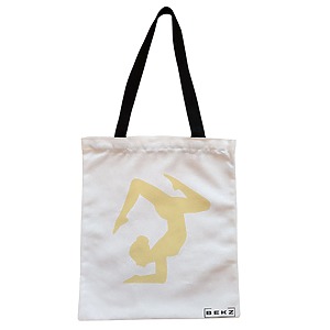 Geanta Canvas Tote pentru femei Yoga 3, 38x34.5 cm, Alba, BEKZ®