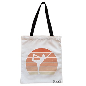 Geanta Canvas Tote pentru femei Yoga 6, 38x34.5 cm, Alba, BEKZ®