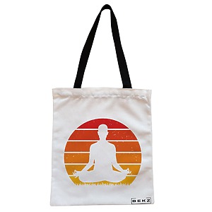 Geanta Canvas Tote pentru femei Yoga 7, 38x34.5 cm, Alba, BEKZ®