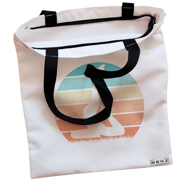 Geanta Canvas Tote pentru femei Yoga 8 38x34.5 cm Alba BEKZ® 1