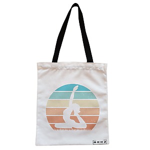 Geanta Canvas Tote pentru femei Yoga 8, 38x34.5 cm, Alba, BEKZ®