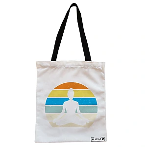 Geanta Canvas Tote pentru femei Yoga 9, 38x34.5 cm, Alba, BEKZ®
