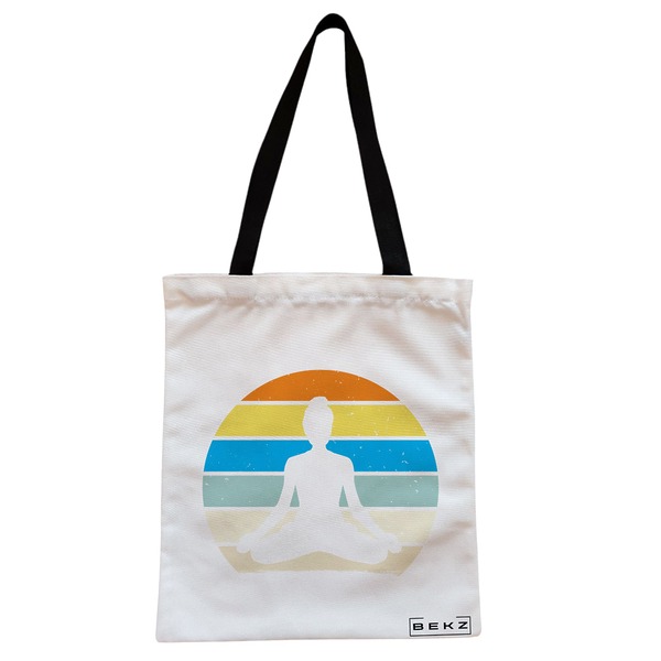 Geanta Canvas Tote pentru femei Yoga 9 38x34.5 cm Alba BEKZ®
